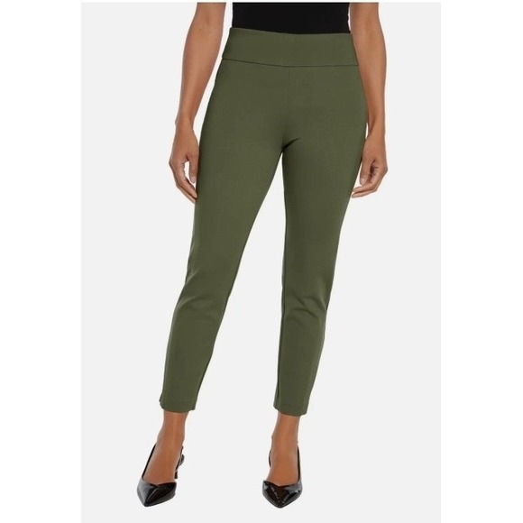 Express Pants - Express Womens‎ Olive Green Ponte Knit High Rise Ankle Pants Slit Hem Size S
